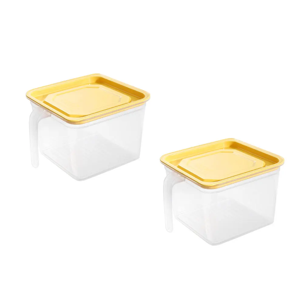 

2Pcs Kitchen Transparent Food Storage Boxes Stackable Crisper Case with Lid Handle Portable Refrigerator Fruit Organizer 1.4L