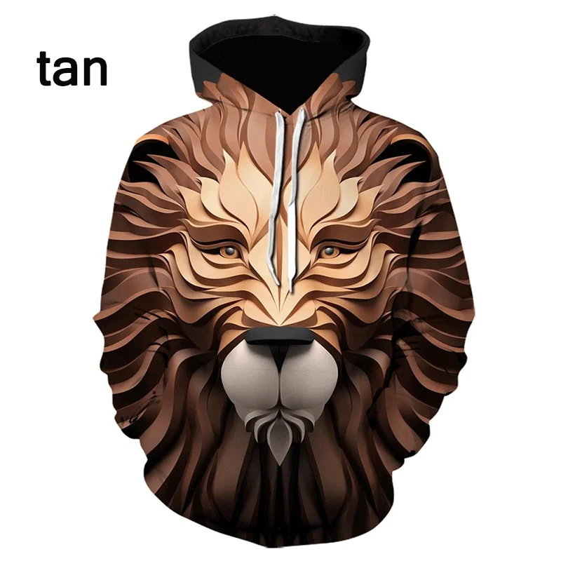

3D Printed Fox Tiger Hoodies For Men Animal Face Pattern Pullovers Fashion Casual Hooded Loose Tops Sweatshirts Kid Long Sleeves