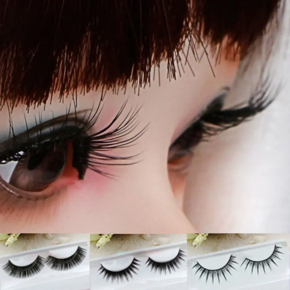 Black False Eyelashes 3D Spiky Wispy Thick Mink Eyes Lash Eye Opening Modification Tool for 1/3 BJD 60cm Doll DIY Accessories