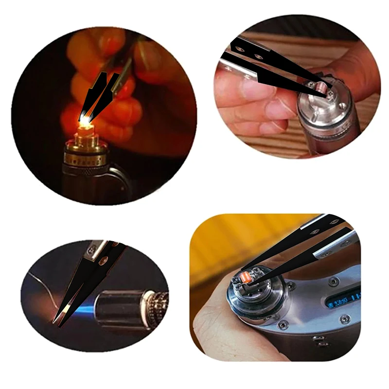 NEW Antistatic Tweezers, Plastic Tipped Tweezers, Electrician Tweezers Curved Flat Interchangeable Tip Antistatic Fixture