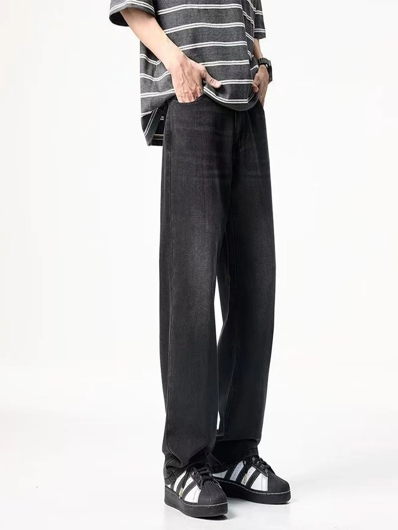 

Unisex Black Baggy Jeans Pant For Man Y2K Drip No accessories or belts included