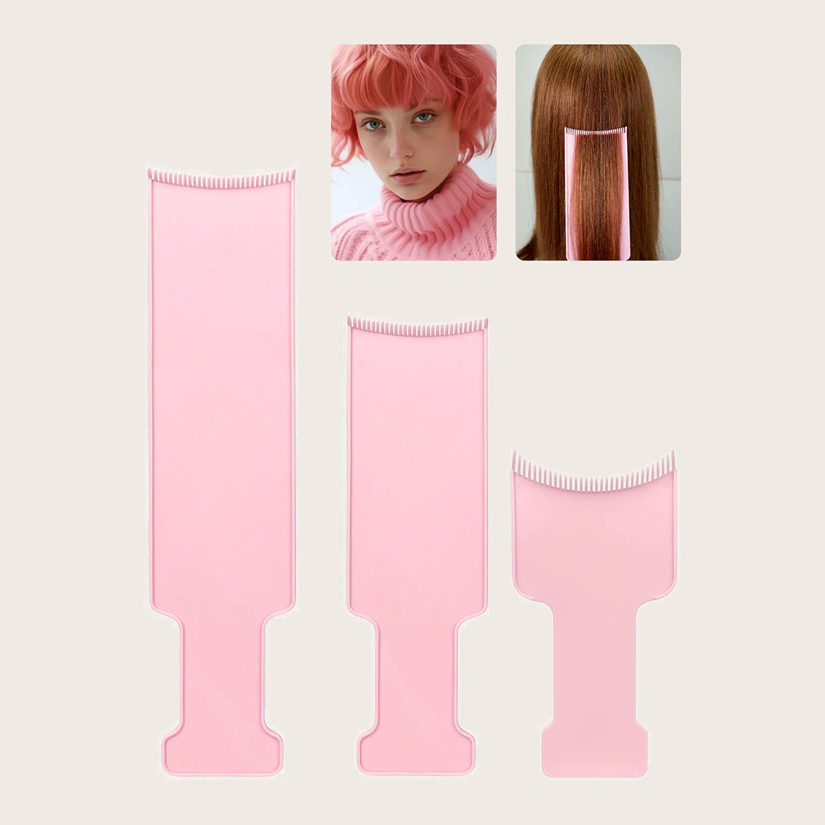 

Hair Coloring Board - 3 Sizes, Pink Comb-Edged Boards, Ideal for Clean Sectioning & Accurate Dye Application at Home or Salon