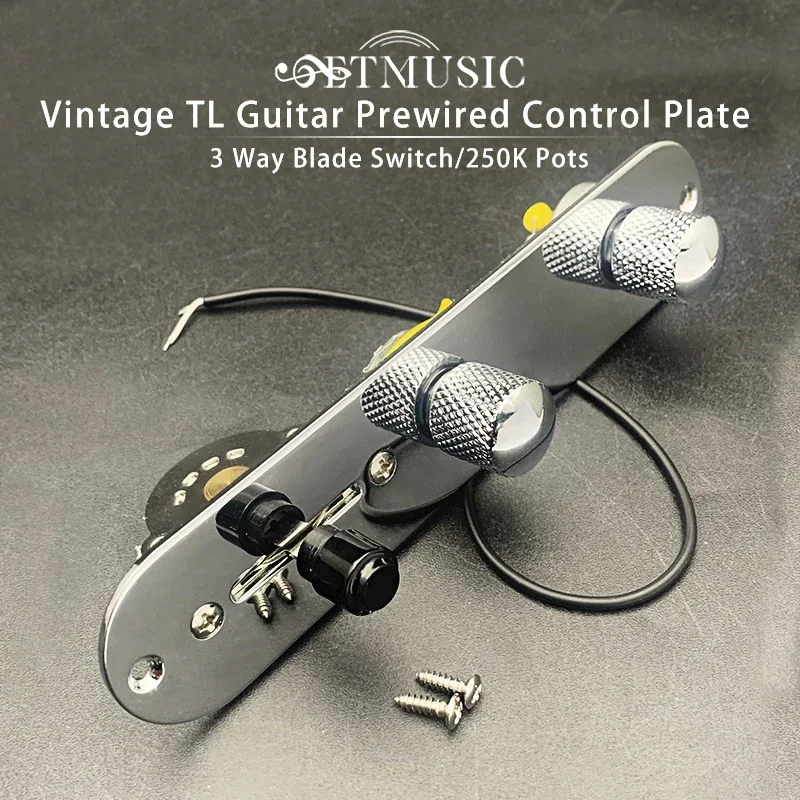 Vintage Prewired Control Plate Harness for TL Electric Guitar 3 Way Blade Switch/250K Pots for Electric Guitar Chrome