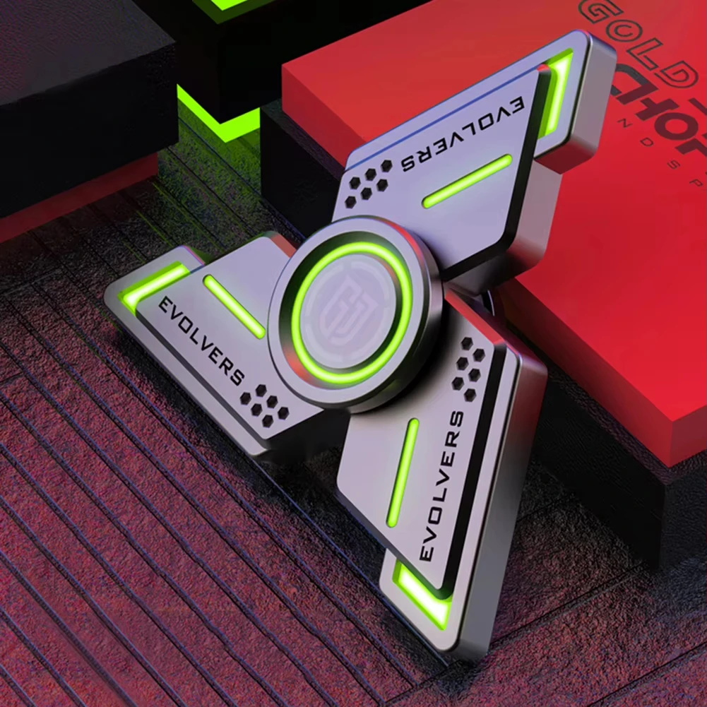 لعبة فيدجيت سبينر معدنية متوهجة بالضوء الأخضر مع تنشيط بالليزر لعبة حسية ممتازة لتخفيف ADHD المضاد للقلق للمراهقين والكبار