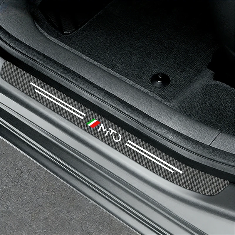 4pcs Carbon Fiber Car Door Sill Sticker For Alfa Romeo Giulietta Mito Giulia Stelvio Brera 147 156 159