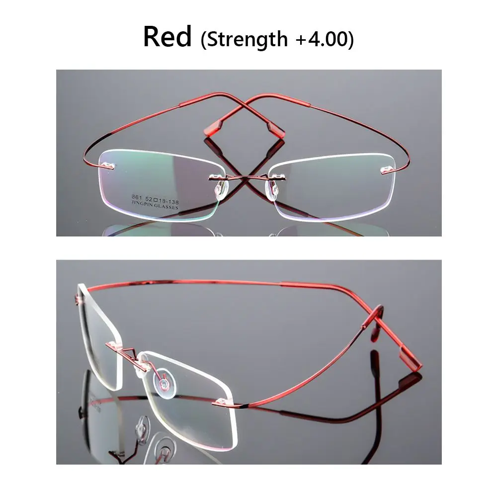 Ultraleichte tr90 Memory Titan randlose Lesebrille Männer & Frauen presbyopische Brille 1,0 1,5 2,0 bis 3,5 4,0