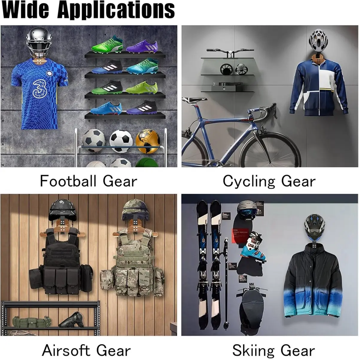 

AD10 Helmet Holder- Motorcycle Helmet Rack Wall Mount for Motorcycle/Football/Cycling Skiing/Tactical Gear Wall Hanger