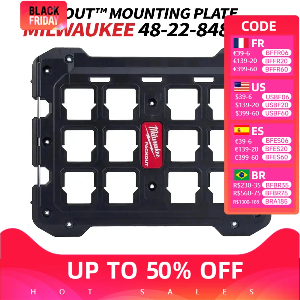 Milwaukee 48-22-8485 PACKOUT™ Mounting Plate Durable Impact Resistance Polymer Load Bearing Storage Spare Parts MILWAUKEE Tools