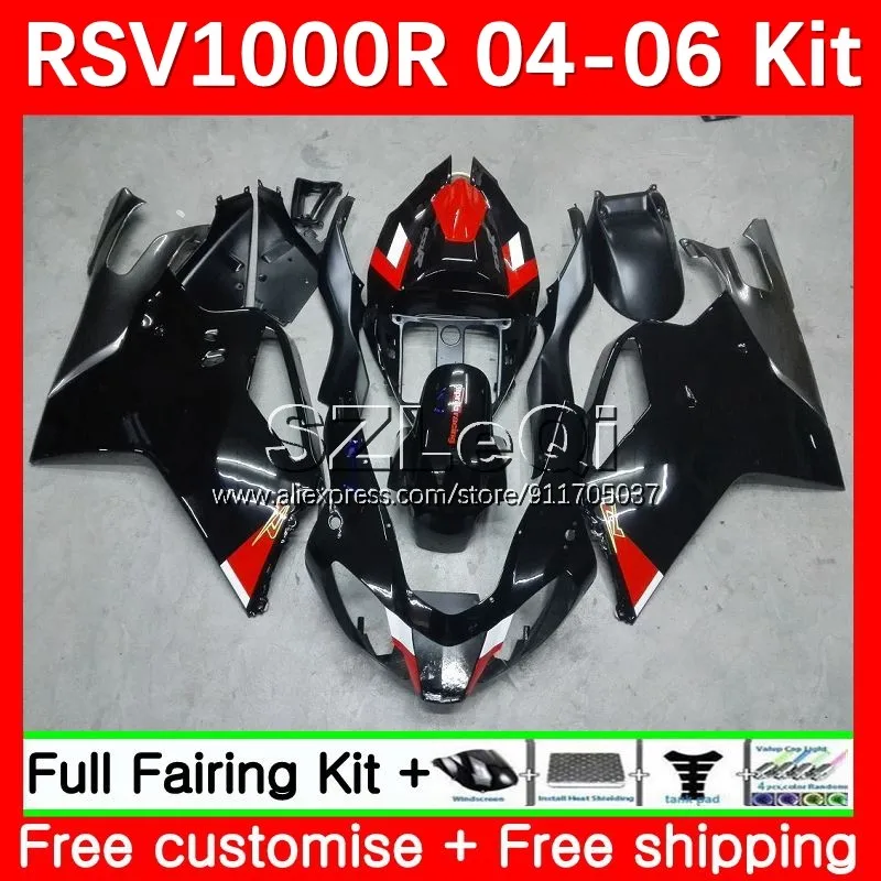 RSV1000RR For Aprilia RSV1000 R RR CC Mille Gloss black RV60 RSV 1000 19No.7 RSV1000R 04 05 06 RSV-1000 2004 2005 2006 Fairing