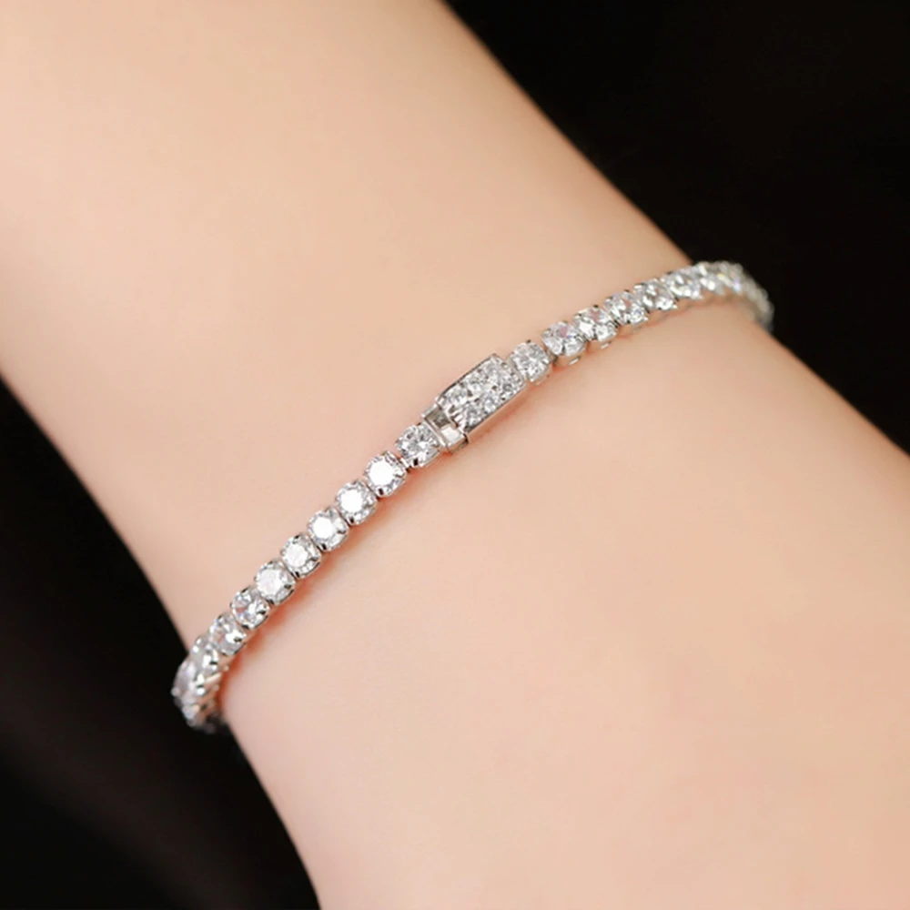 S925 Sterling Silver 18K Gold Plating Bracelet Fashion Hip Hop Tennis High Carbon Diamond Bracelets Unisex Party Jewelry Gift