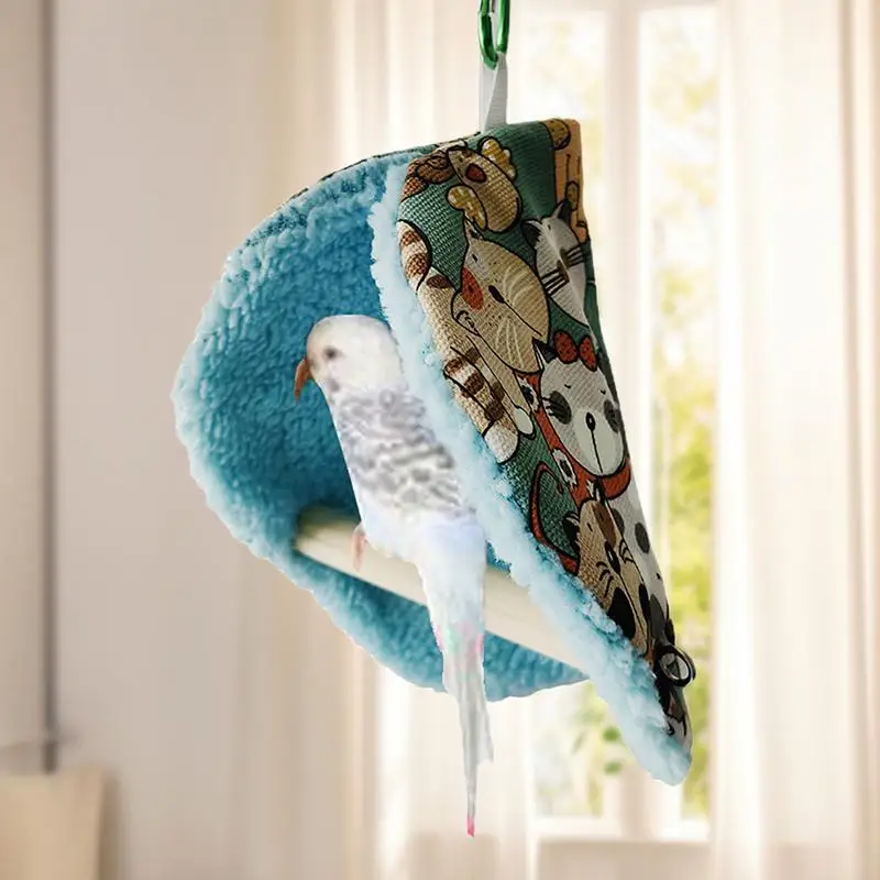 Warm Bird Nest Hanging Hammock Finch Cage with Perch Soft Comfortable Non-deformation Cuddle Nest Hanging Toy for Parrots Budgie