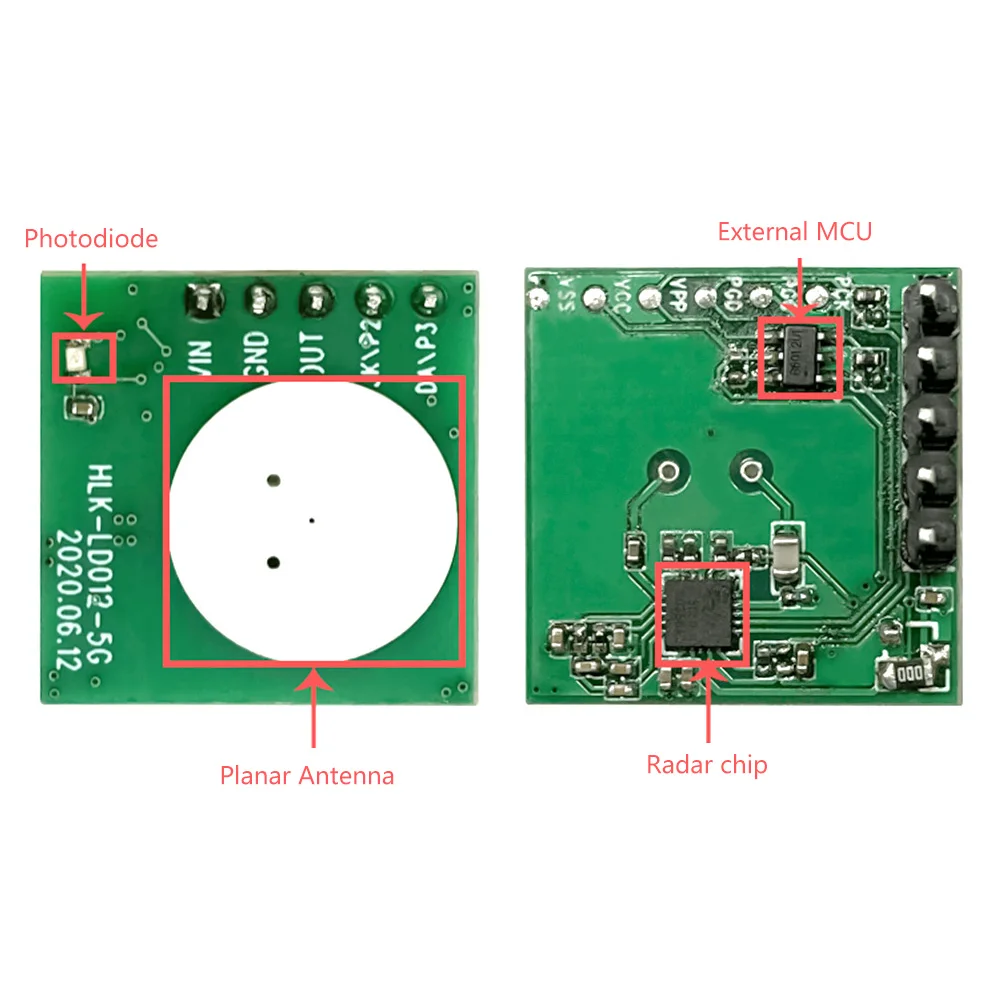 Módulo de Radar de microondas de 5,8G, Detector de distancia de potencia ultrabaja, luminosidad ajustable, CC 2,2 V-4,8 V