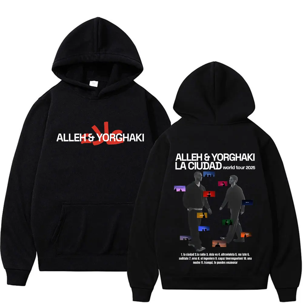 

Рэпер Alleh & Yorghaki La Agora Worid Tour 2025, мужской большой пуловер в стиле хип-хоп с графическим рисунком, толстовки унисекс высокого качества
