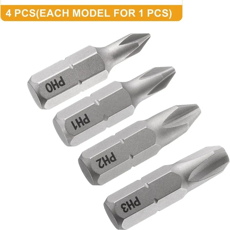 PH0-PH3 Phillips Screwdriver Bit Set Hex Shank Anti Slip 1/4 Inch Electric Screwdriver Impact Screw Driver Bits for Power Tools