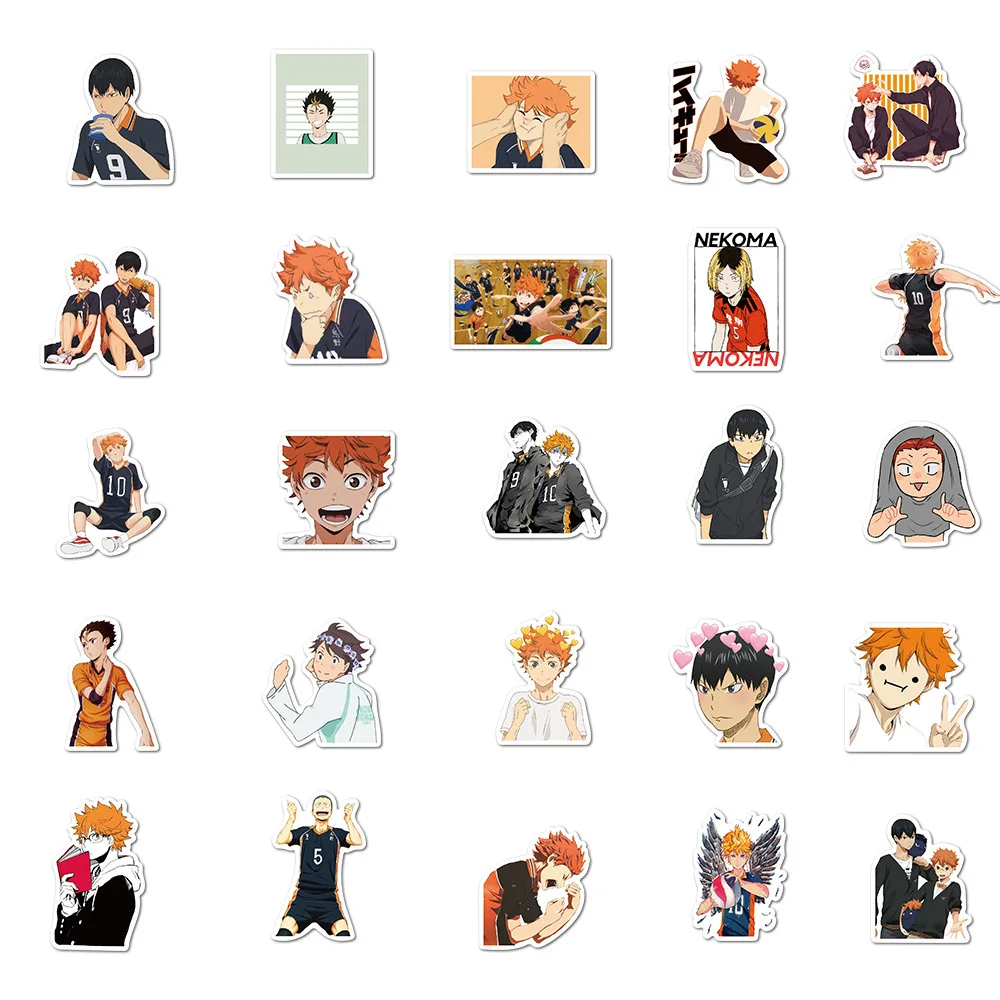 สติกเกอร์ลายการ์ตูน Haikyuu shoyo ซีรีย์50ชิ้นเหมาะสำหรับท้ายรถมอเตอร์ไซค์ของเล่นสติกเกอร์ DIY กันน้ำ