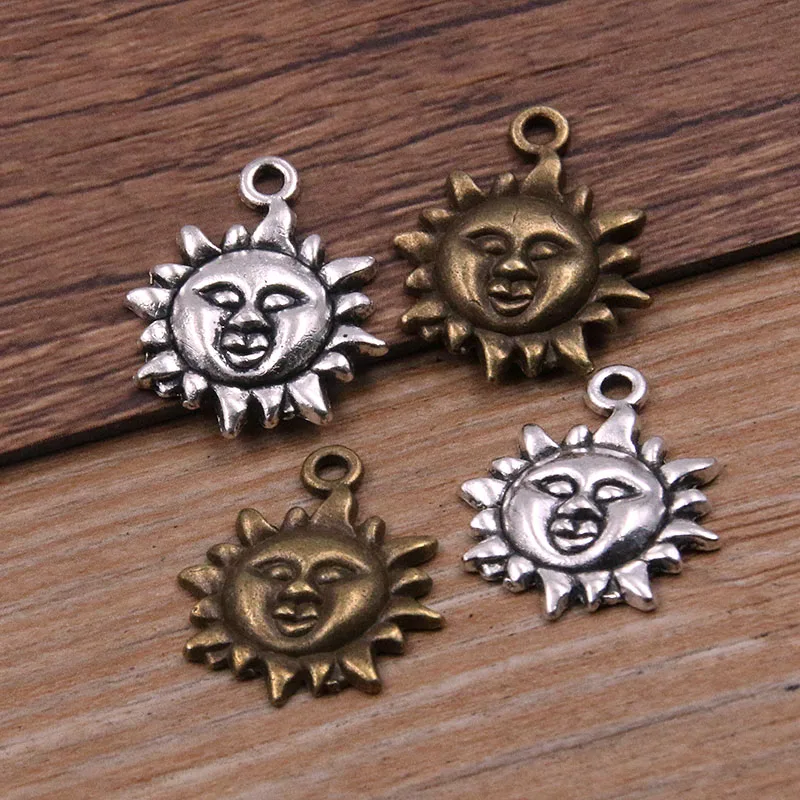 20PCS 19*22mm 2 Colors Sun Grandpa Pendants Nature Charms For Jewelry Zinc Alloy Handmade Making