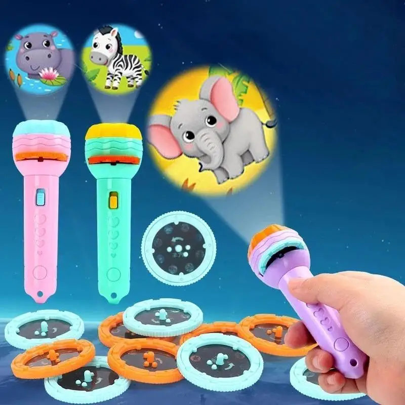Flashlight Projector Torch Lamp Toy Baby Sleeping Story Book Early Education Gift for Kids Holiday Birthday Xmas Light Up