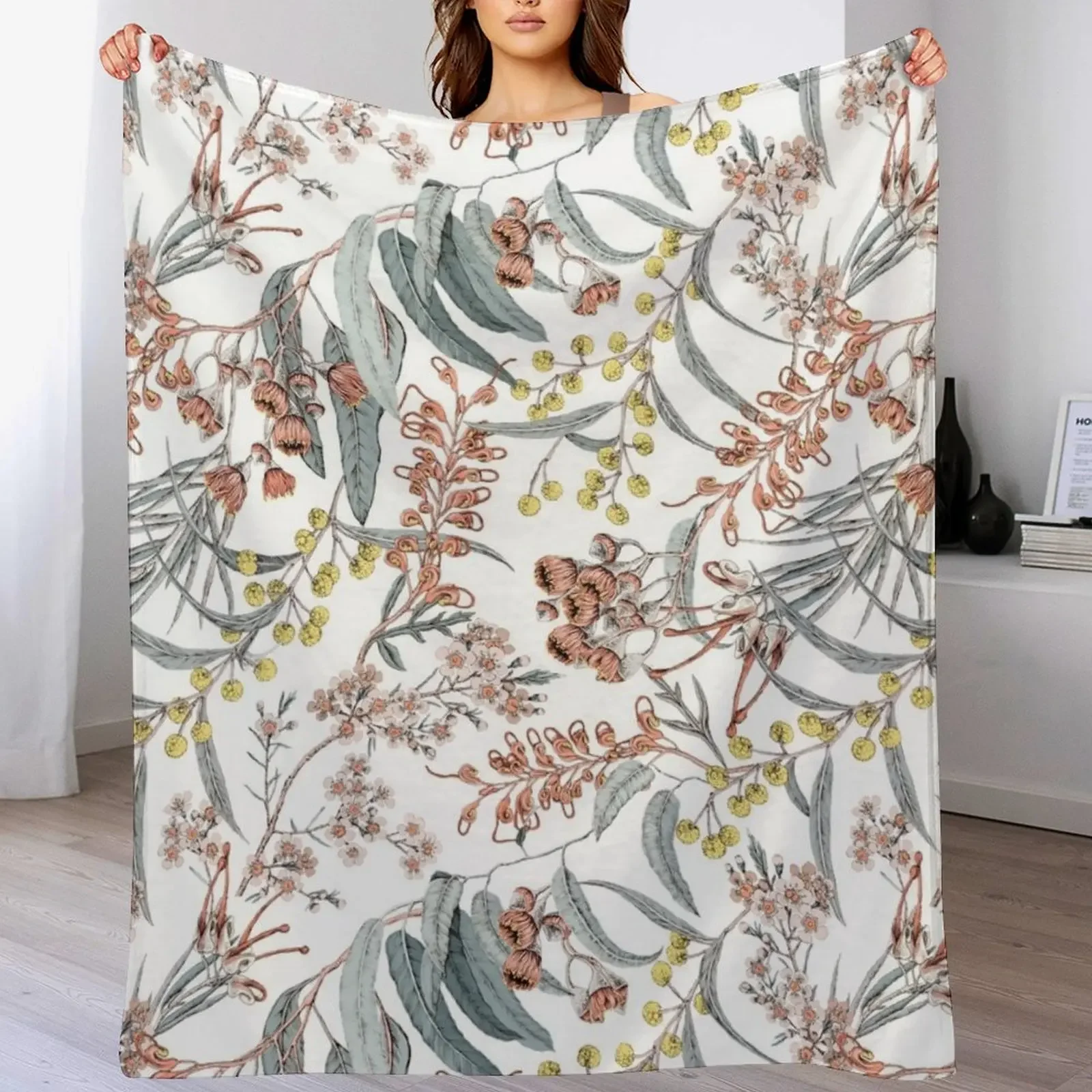 

Australian native flowers Throw Blanket Weighted Travel Quilt Polar Blankets
