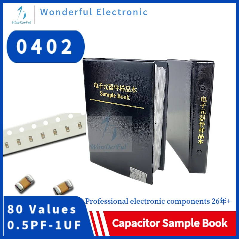 

Capacitors Kit SMD 0402 Capacitor Sample BooK 0201 0603 0805 1206 Chip Assortment Pack 80/90/92values 25 50 pcs