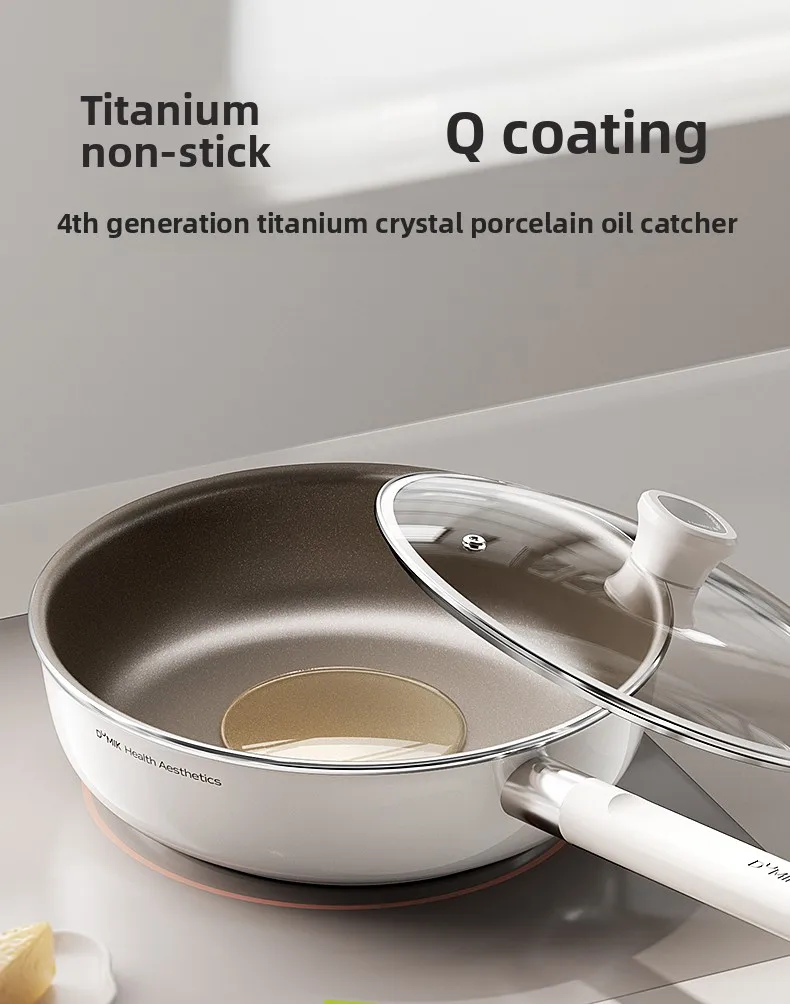 

Titanium ceramic uncoated flat bottom non-stick pan household induction cooker gas stove universal