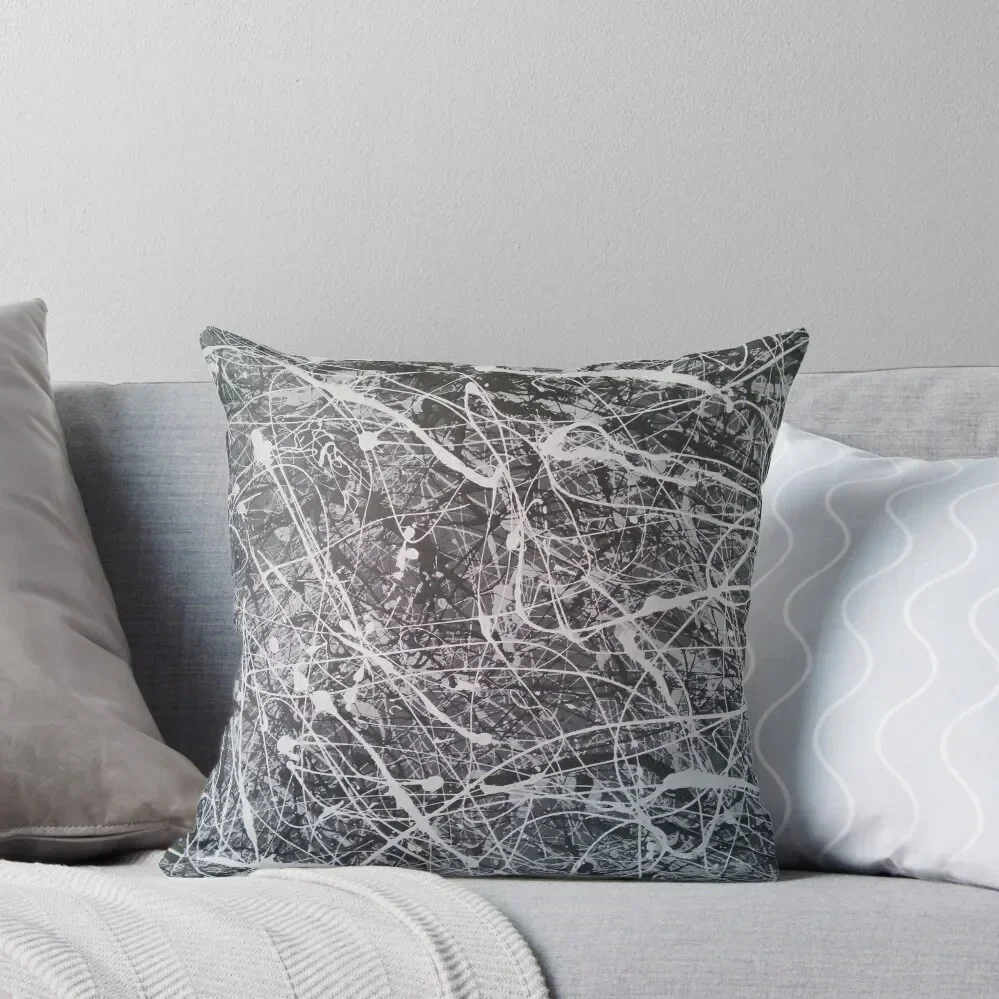 

Grey Jackson-Pollock-inspired painting Throw Pillow Elastic Cover For Sofa Luxury Sofa Cushions pillow