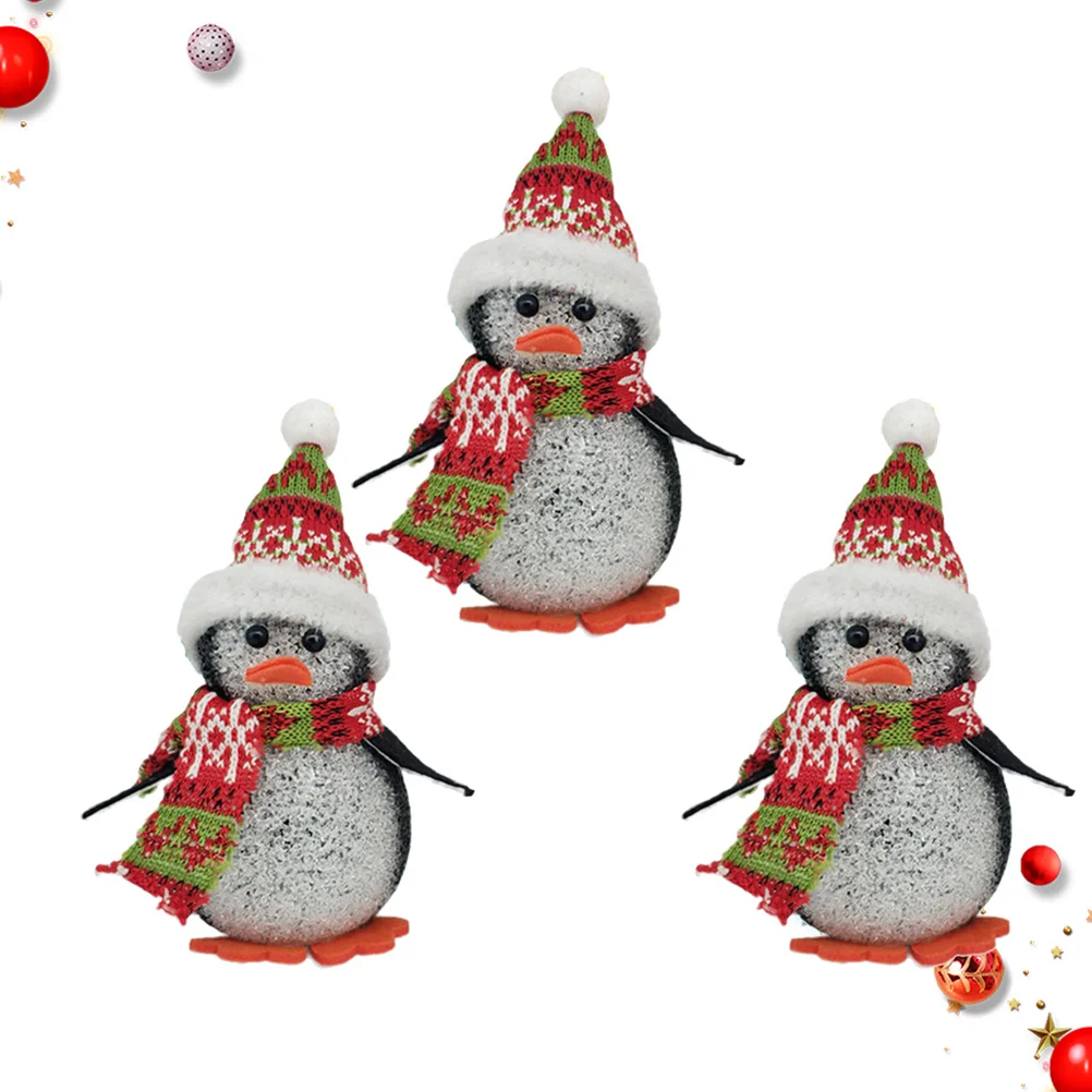 3 قطعة عيد الميلاد LED متوهجة البطريق ضوء الليل الملونة سطح المكتب مصباح لينة ضوء غرفة نوم غرفة عيد الميلاد شجرة الديكور