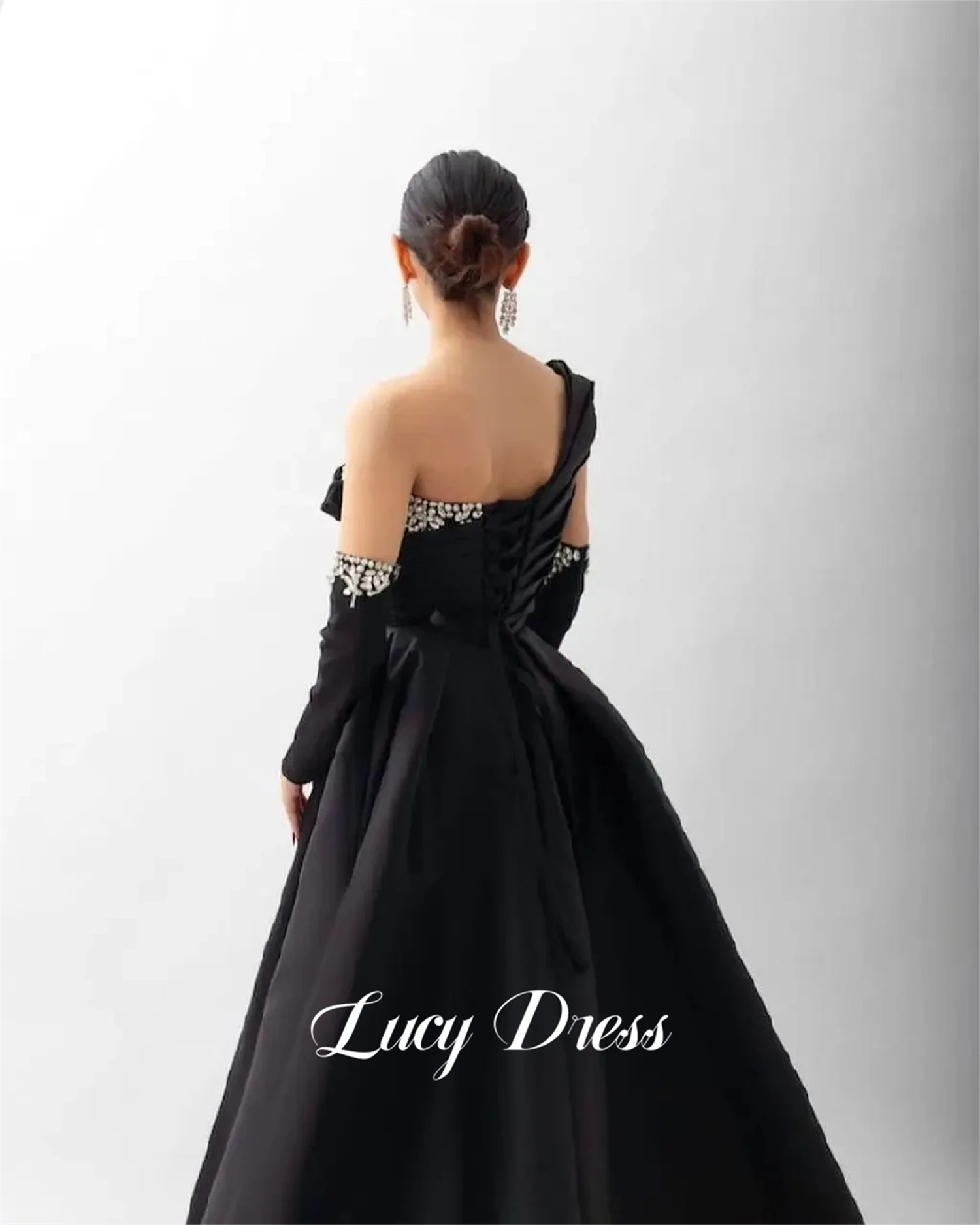 Lucy Formal Dress Ball Gown Evening Luxurious Decoration Line A Satin Black Elegant Woman Ceremony Dresses 2024