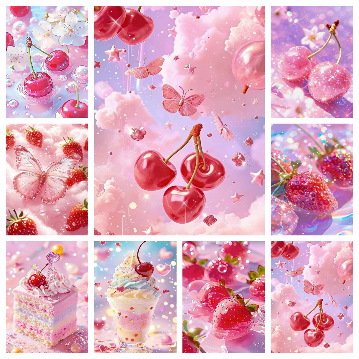 

Diamond Painting Strawberry Full Square Round Mosaic Embroidery Cross Stitch Kits DIY Rhinestone Diamond Art Decoration