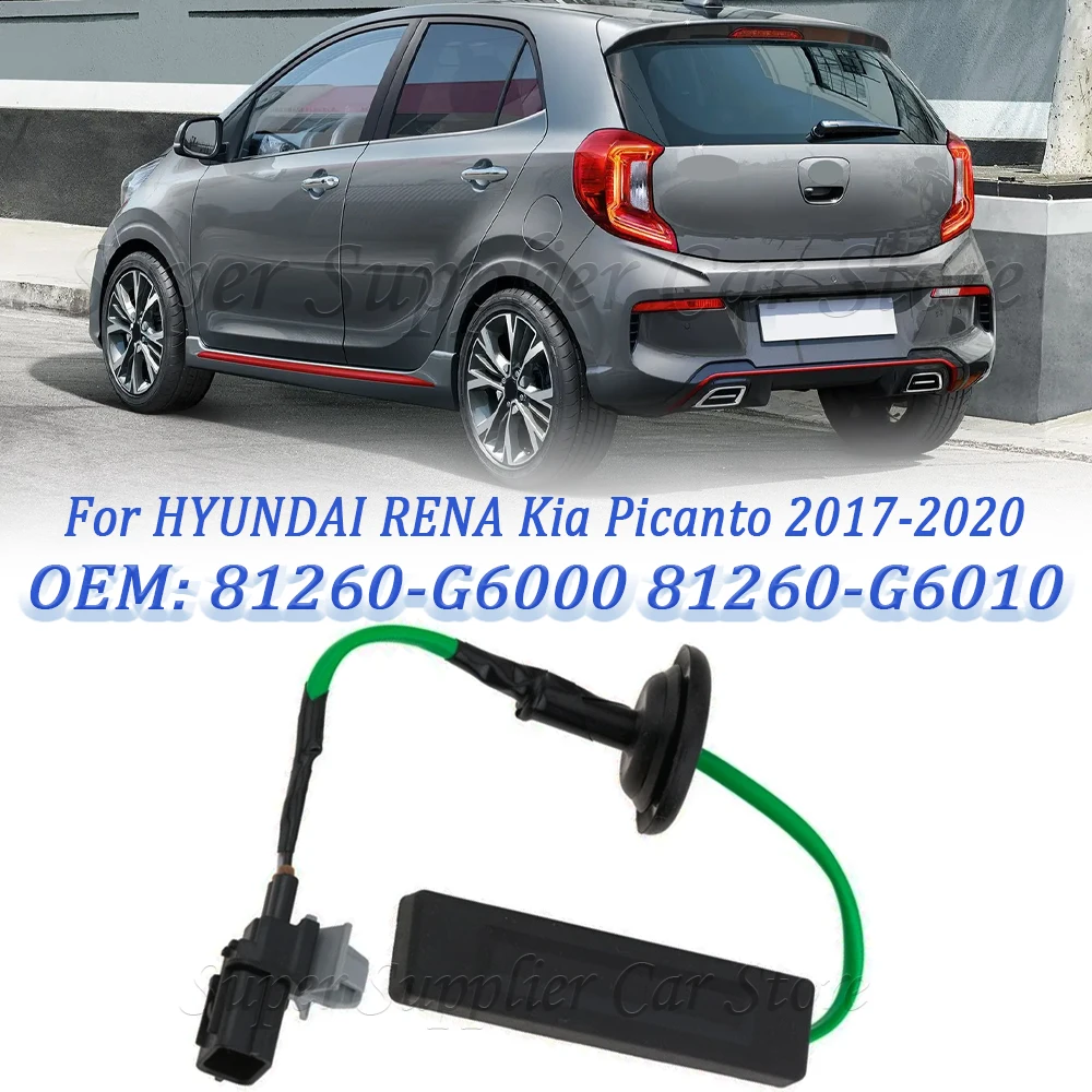 Botón de bloqueo de apertura de manija de interruptor de maletero de puerta trasera compatible con Kia Morning para Picanto ACCENT VERNA 2017-2023 81260-G6000 81260-G6010