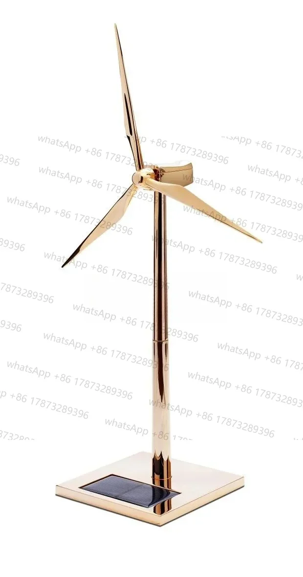 

Solar Fan Model Gold Wind Turbine Windmill Promotion Wind Energy Industry Gift Office Ornaments