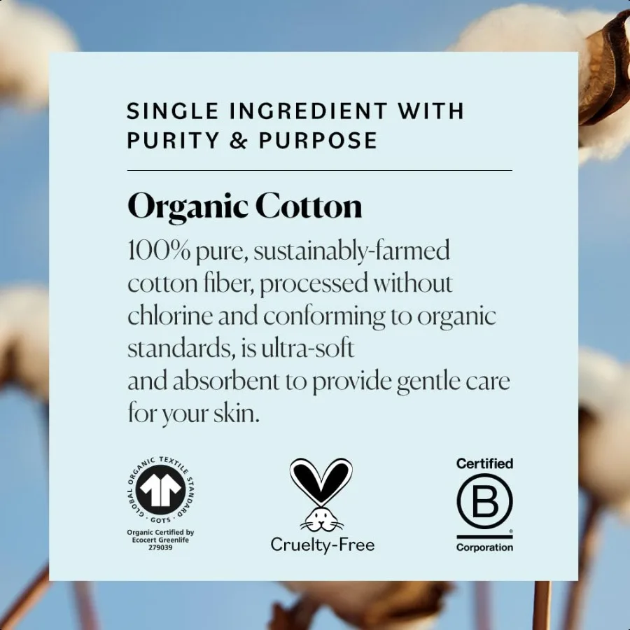 Sky Organics Organic Cotton Swabs 500 ct. Ultra Soft Tips Strong Durable Hypoallergenic Chlorine Free Sustainable with Ebook Na