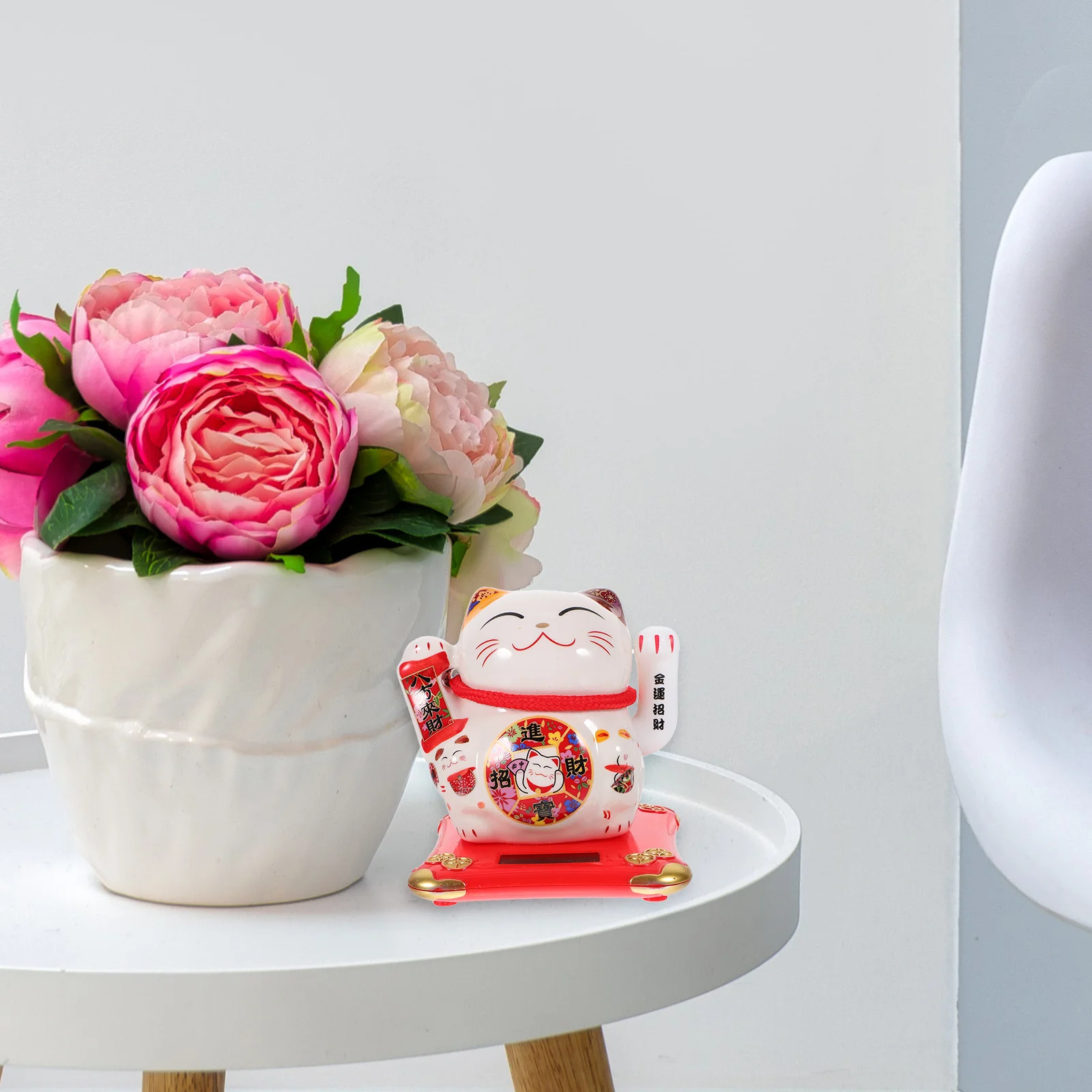 

1pc Powered Waving Arm Ceramic Craft For Car Home Waving Cat Moving Arm Office Decoration Chinese Lucky Cat