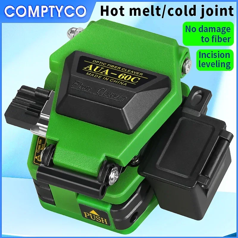 

AUA-60C Fiber Cleaver FTTH Cable Fiber Optic Cutting Knife with Waste Fiber Box Three-in-one Clamp Slot16 Surface Blade