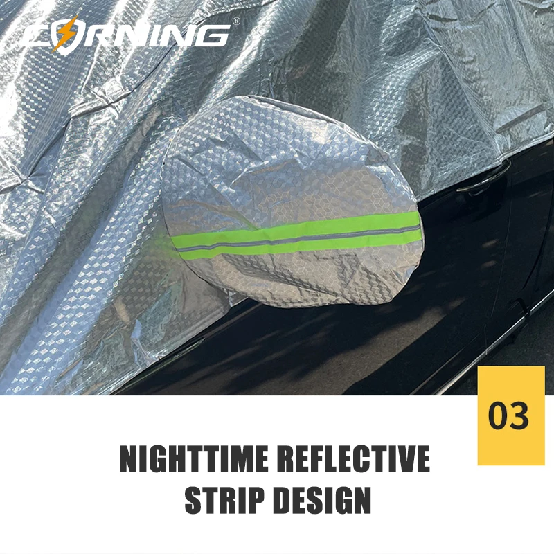 Universell Passende Sommer-Auto-Halbabdeckung Aluminiumfolie Windschutzscheiben-Sonnenschutz UV-Schutz Wärmeisolierung für Limousine SUV – Detail 8