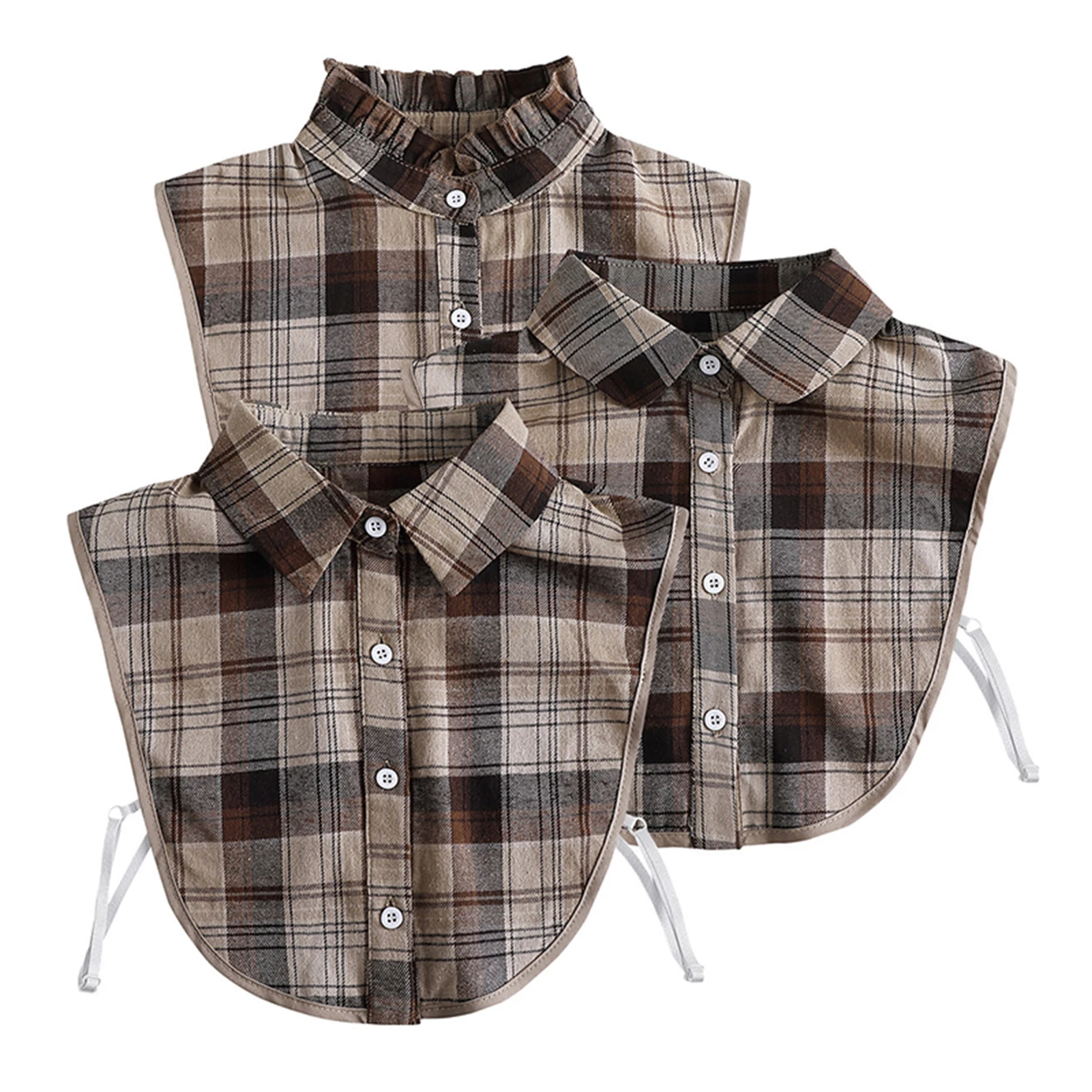 Damen abnehmbares kariertes Hemd-Design, gefälschter Kragen, falsche Bluse, Kleidungszubehör – Detail 9