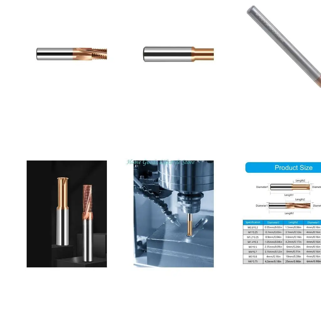 

E74E Thread Mill Cutter Tungstenic Metal Single/Full Tooth Milling Cutter Metric Router Bit For Steel End Mill Tool