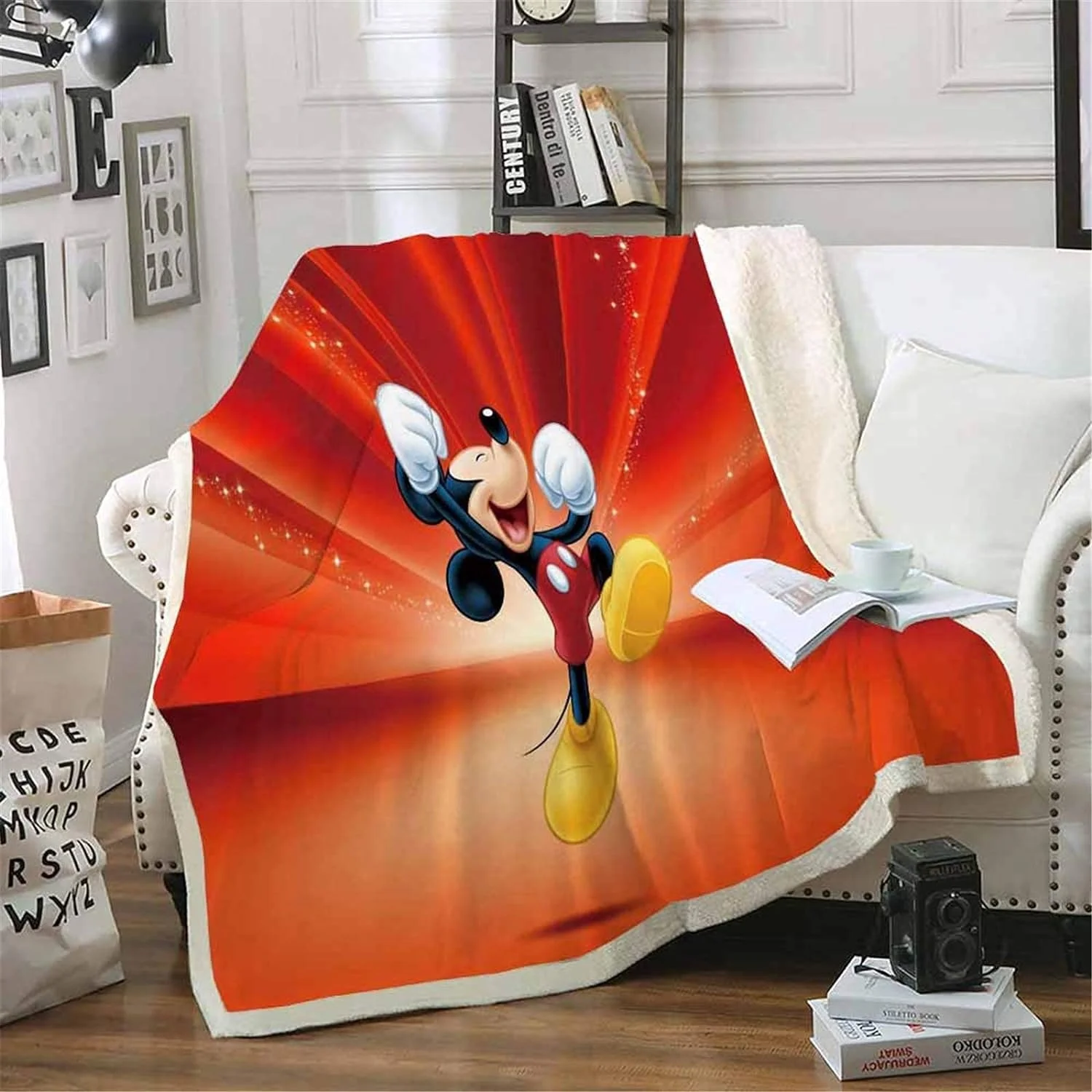 Disney Mickey Mouse z nadrukiem 3D koc na łóżko grubej kołdry moda narzuta na narzutę Sherpa koc dla dorosłych dzieci prezent