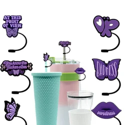 Cute Butterfly Straw Covers Compatibility Stanley Tumbler Cup Accessories Silicone Straw Topper Protector Cap 10mm Dustproof
