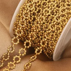 1metre Stainless Steel PVD Gold Chain Flower Circle Ring Chains for DIY Keychain Bracelet Jewelry Materials Making Accessories