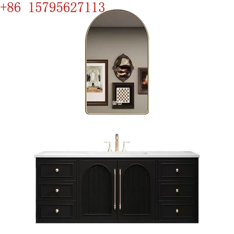 

Rock slab hot bending integrated basin ceramic bathroom wash basin cabinet combination