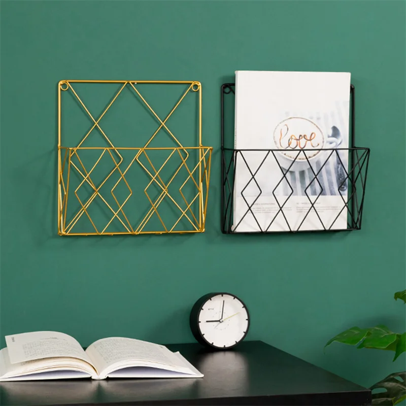 Metal Wall Mounted Magazines Newspaper Storage Rack for Home Office Books Newspapers Files Folder Desktop Tabletop Display Stand