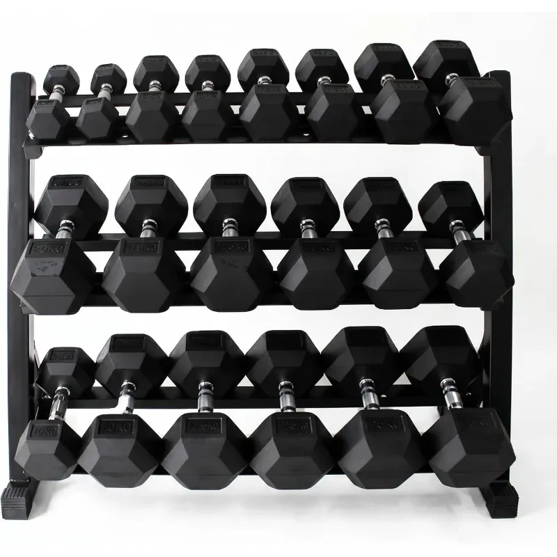 

350-550 lbs Rubber Hex Dumbbells with Rack Free Weight for Home Gym, Durable Rubber Dumbbell with Storage,