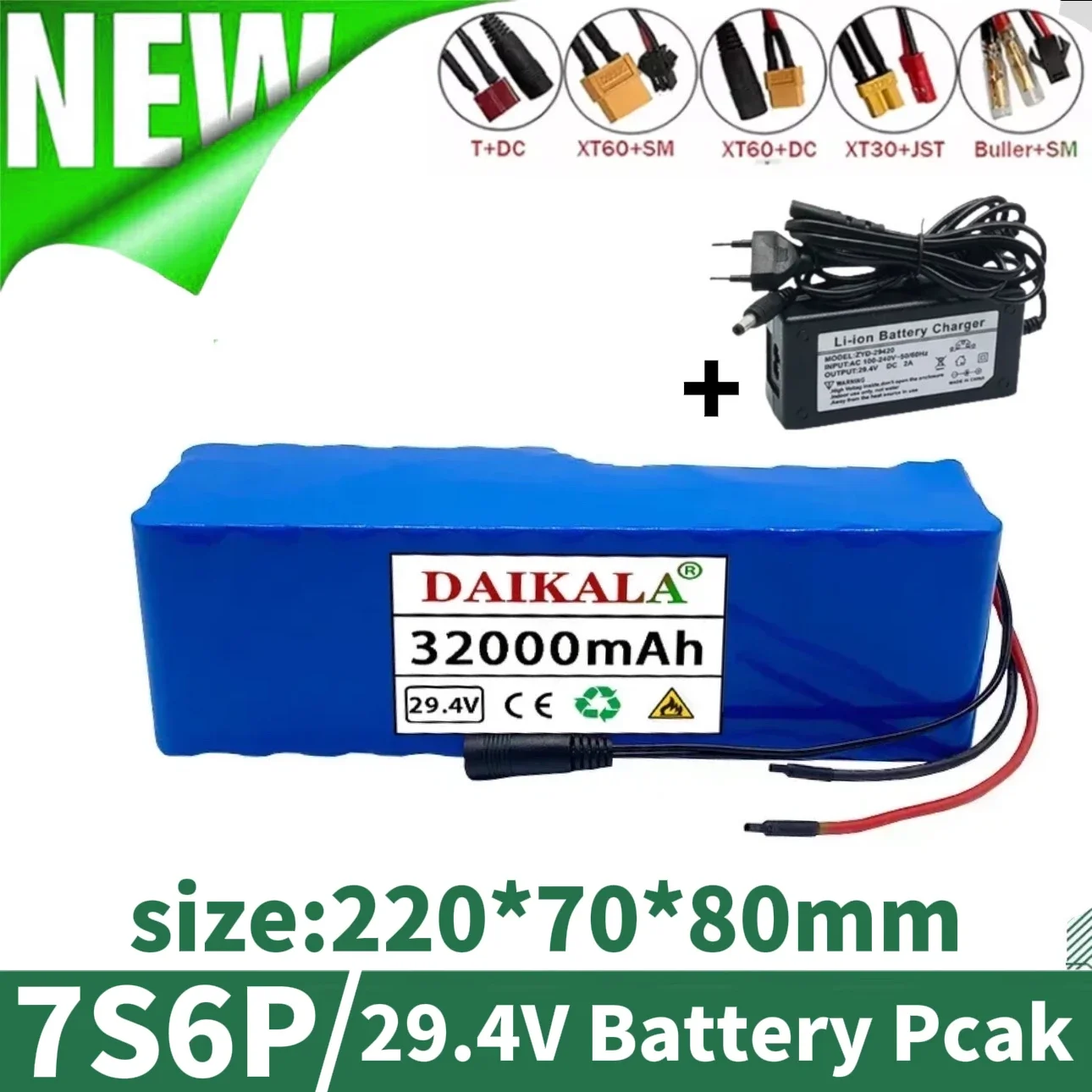 New 7S6P 32000mAh High-capacity Li-ion Rechargeable Battery Pack,For 24V with BMS Optional Interface Balance Car Bike Scoote
