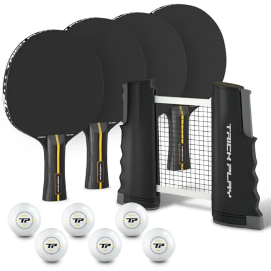

Professional Ping Pong Net for Any Table Portable Anywhere Table Tennis Set with Retractable Net, 2 and 4 Paddle Set, 3-Star Ba