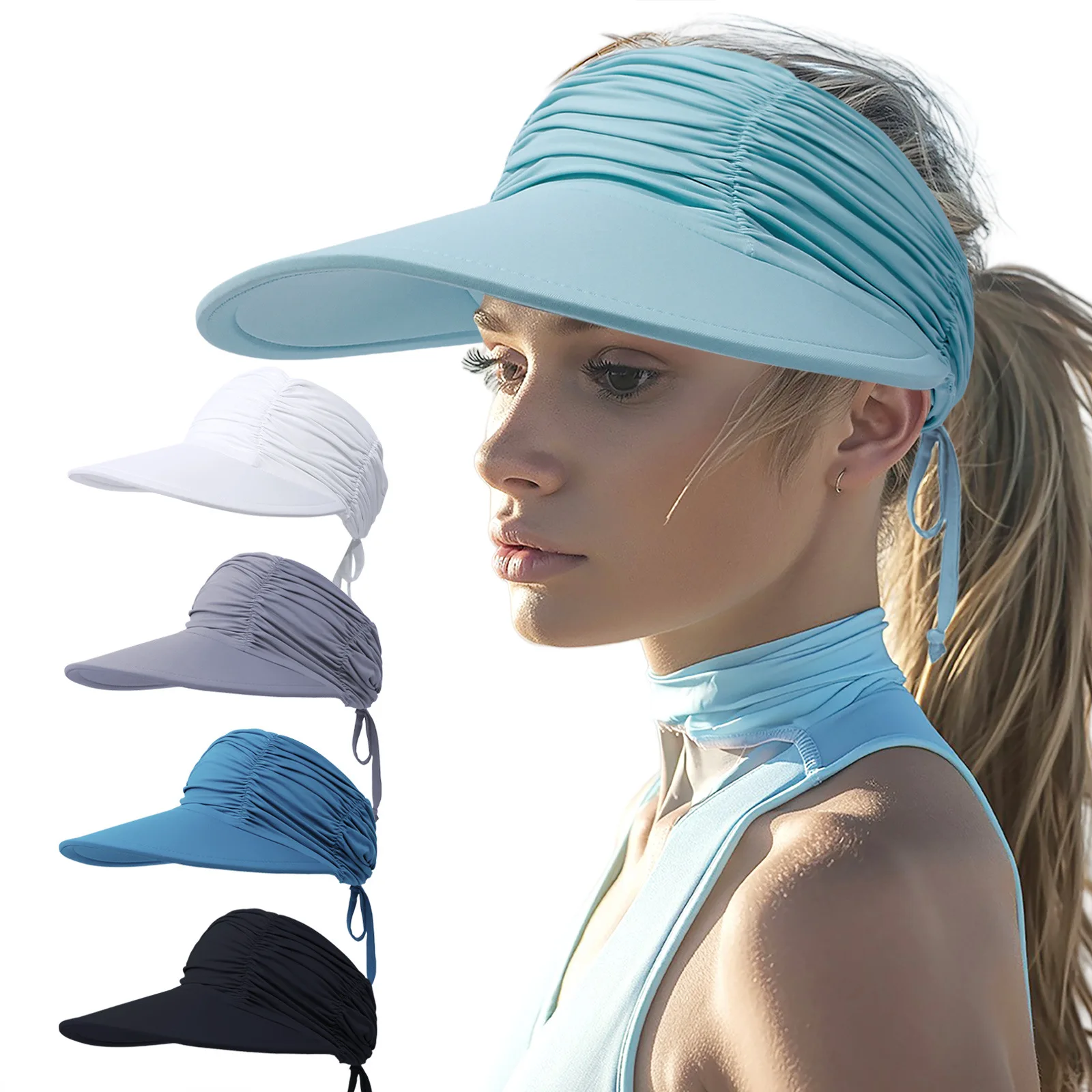 Summer Visor Hat for Women Beach Sports Sun Cap Nylon Spandex Large Brim Cool Fabrics