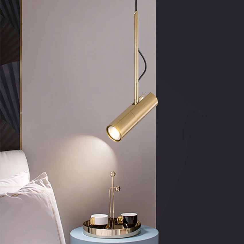 Imagem -03 - Sandyha Modern Black Pendurado Lâmpada Ferro Luz Pingente Direcional Chandelier Downlight Spotlight para Bedside Mesa Escritório