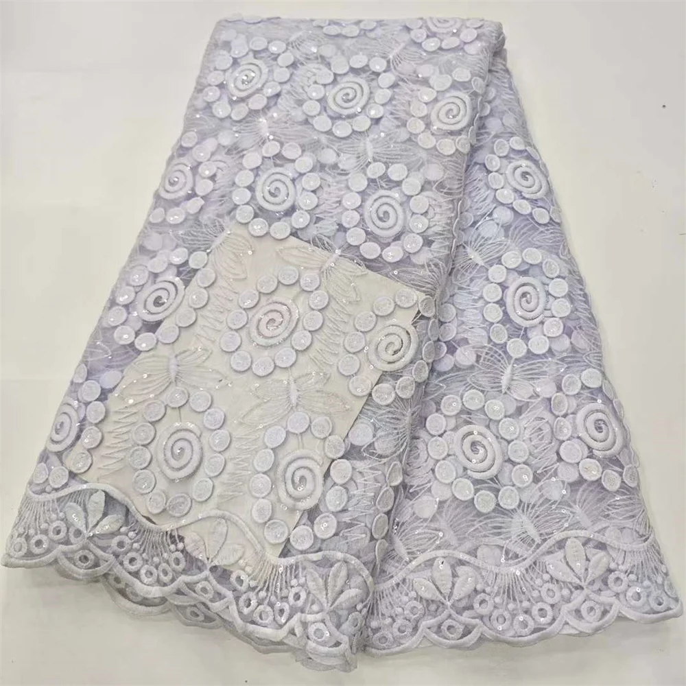 Handmade Francês Branco Lantejoulas Tule Tecido De Renda, Alta Qualidade, Bordado, Mais Novo, HD-95, Tule, Vestidos De Noiva