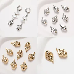 4PCS Irregular Charms for Jewelry Making Drop Earrings Findings DIY Hand Made Brass 14k Gold Plated Accessory 14*23mm