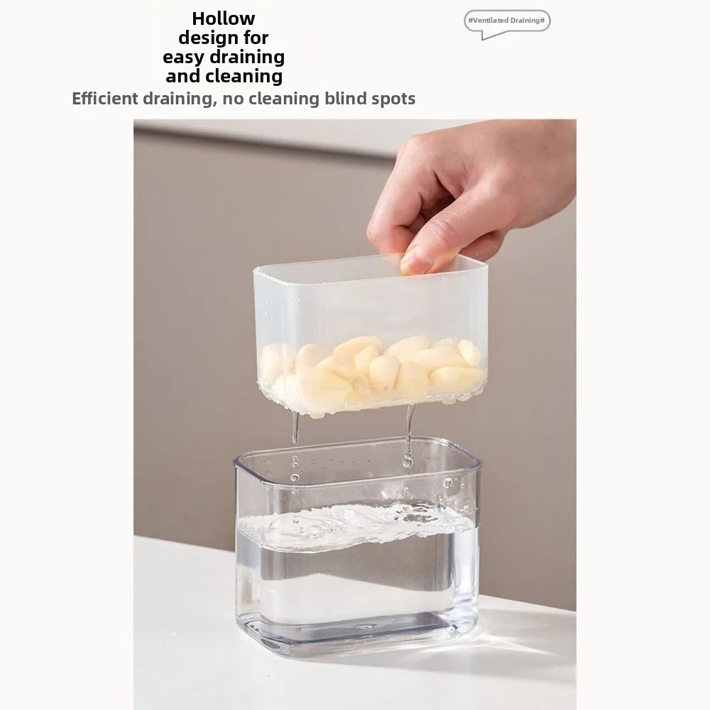 Durable Double-layer Refrigerator Storage Box Opening Lid Clear Ginger Scallion Onion Containers Sealed Jar