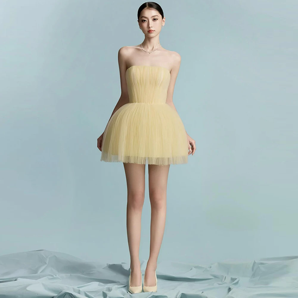 

Элегантное вечернее платье без бретелек с драпировкой, на заказ, для торжественных случаев, из нежного тюля, в стиле знаменитостей